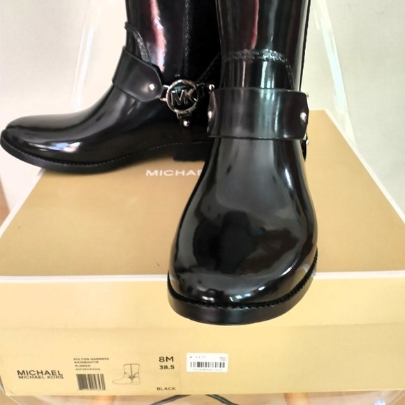 NIB MICHAEL KORS BLACK RAIN BOOTIE SIZE 8M - Picture 14 of 14